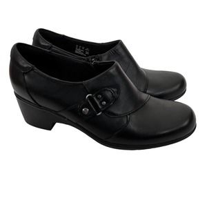 Clarks Black Leather Genette Harper Heels Sz 8